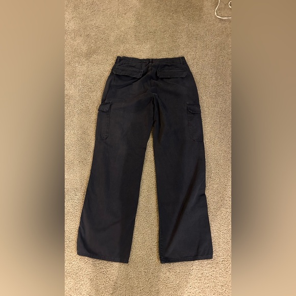 ZARA Women High Rise Straight Cargo Trousers Pants Black - Picture 4 of 7